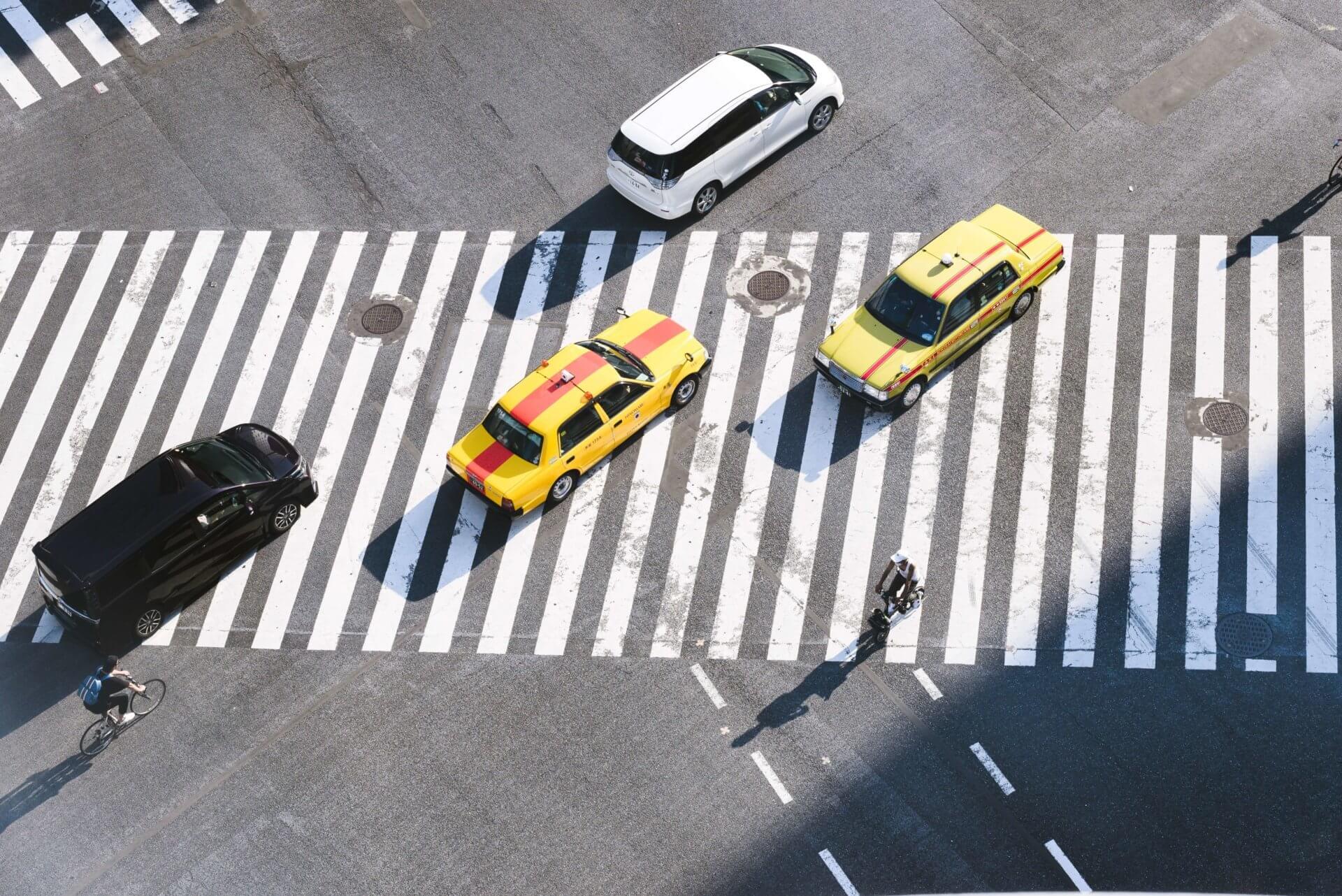 Zebra crossing, pedestrian cross warning traffic road sign in blue