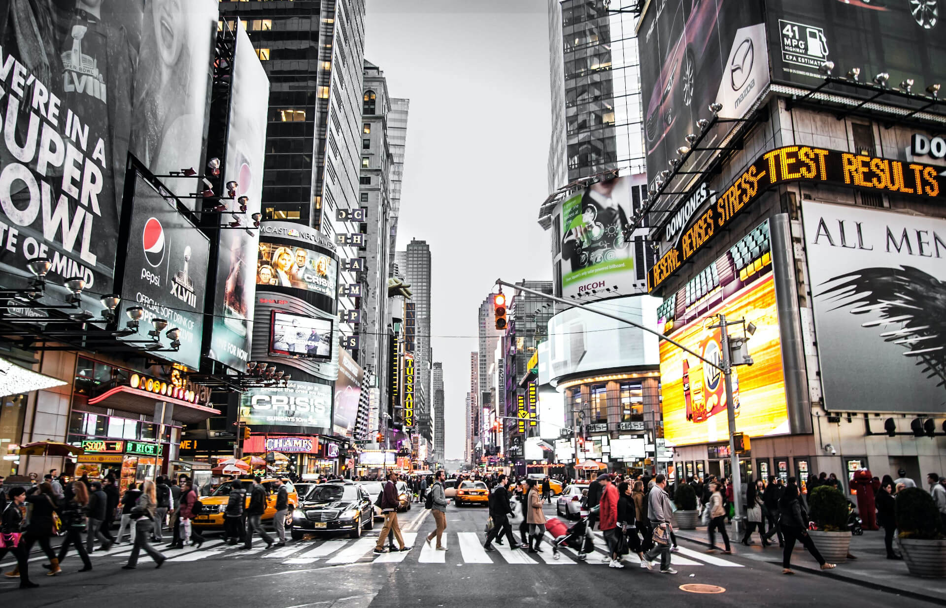 Crosswalk accident with pedestrian. Man with smartphone and