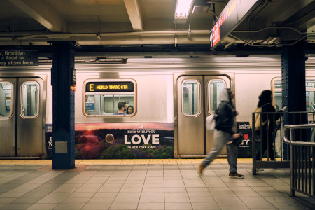 People getting around in a subway platform in New York City