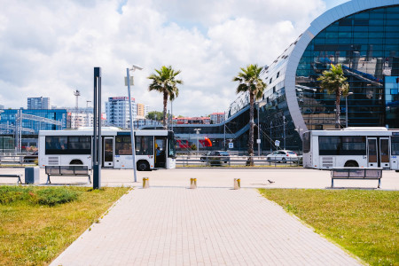 An airport that serves as a transit center