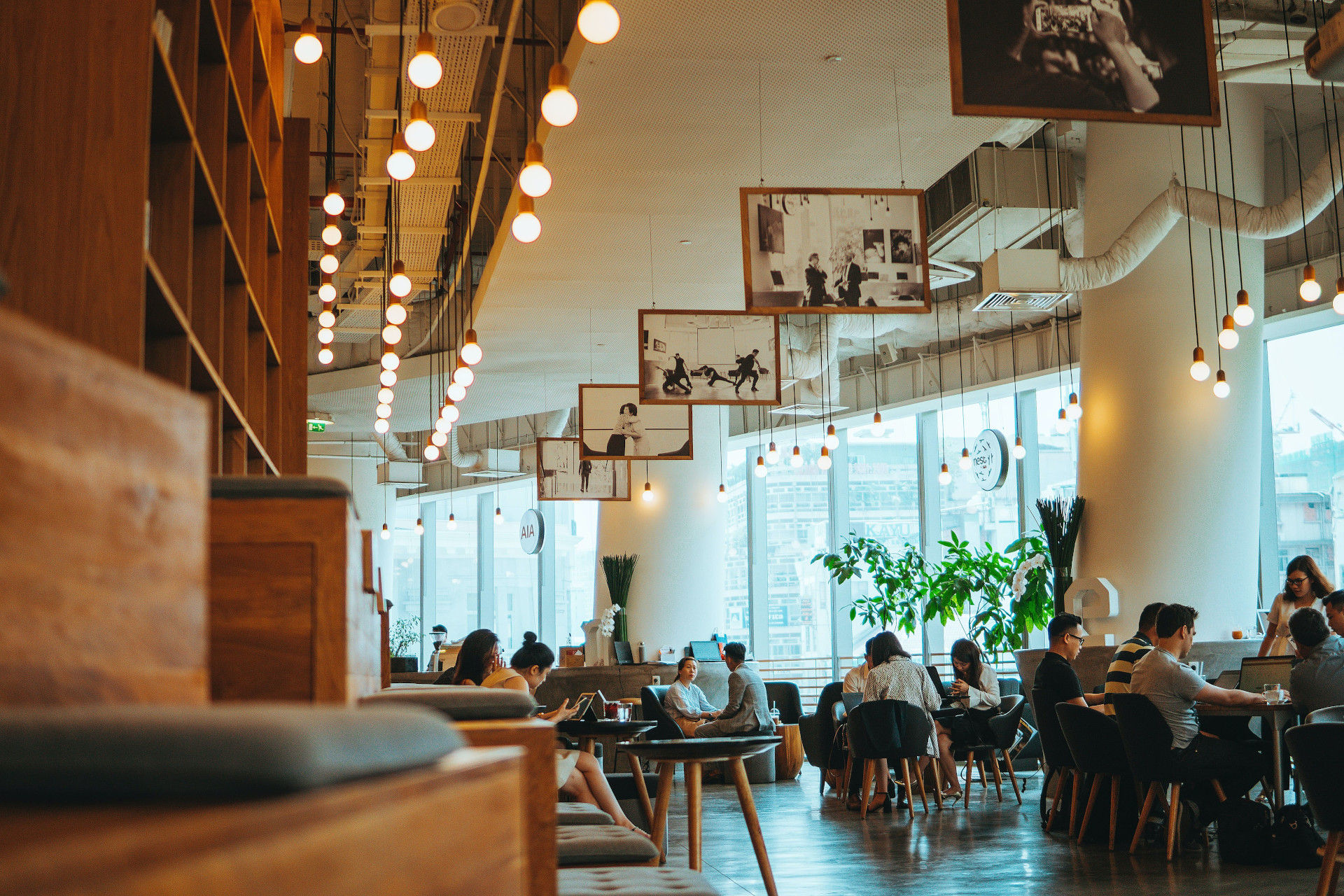 People having lunch in a restaurant